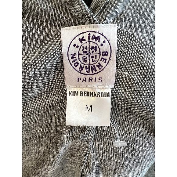 Kim Bernardin PARIS Lagenlook Gray Linen 3/4 Sleeve Tie Front Top Shrug M Medium - Picture 6 of 7